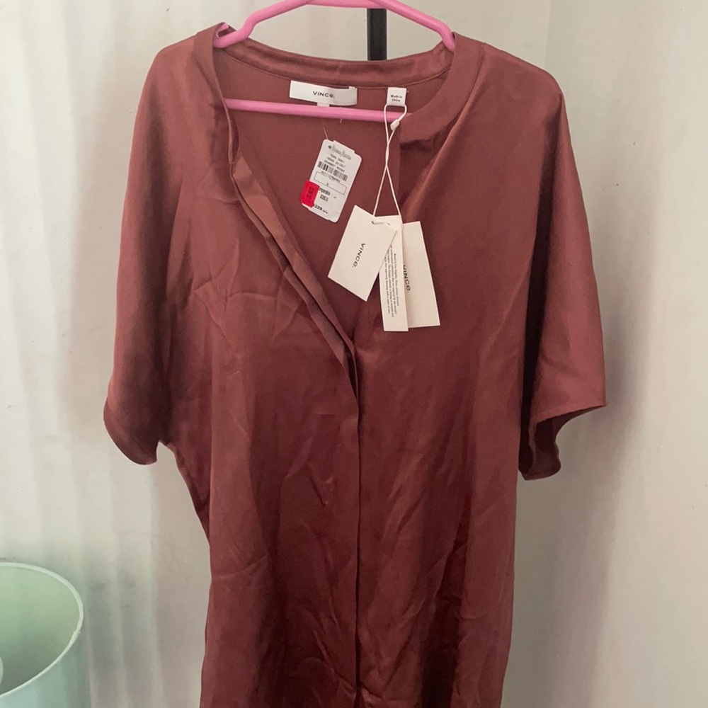 Vince Satin Button Top New w/ Tags